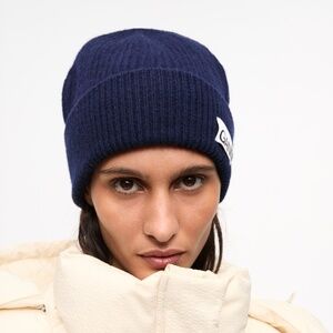 Navy Ganni Rib Beanie